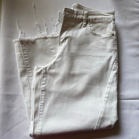 Frayed Jeans - white cropped raw edge jeans - Size 27 - Picture 4 of 9